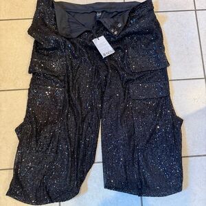 Noli Black Sequin Cargo Pants